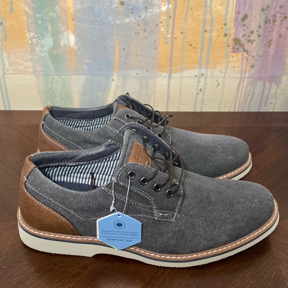 Nunn Bush Barkley  Gunmetal Canvas  Plain Toe Oxford  Dress Shoe Mens 9M